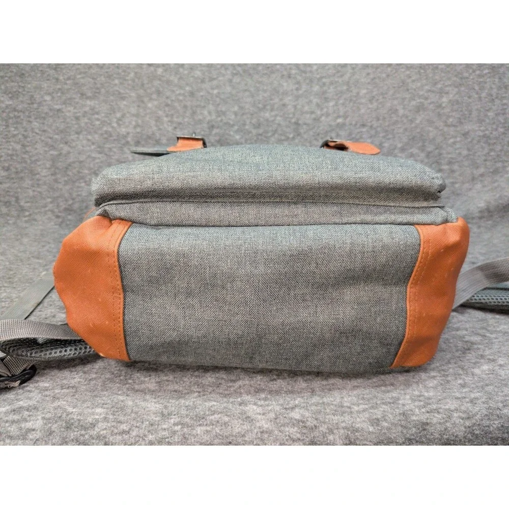 Ronyes Canvas Laptop Backpack Gray Brown USB Charging Travel School Bag